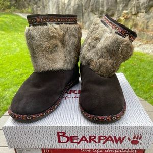 Bearpaw suede fur ankle boots Sz 10